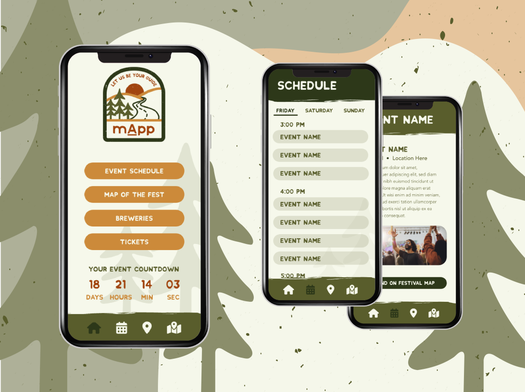 mApp mobile mockup of schedule