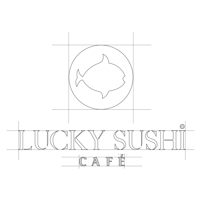 Lucky Sushi Cafe logo sketch